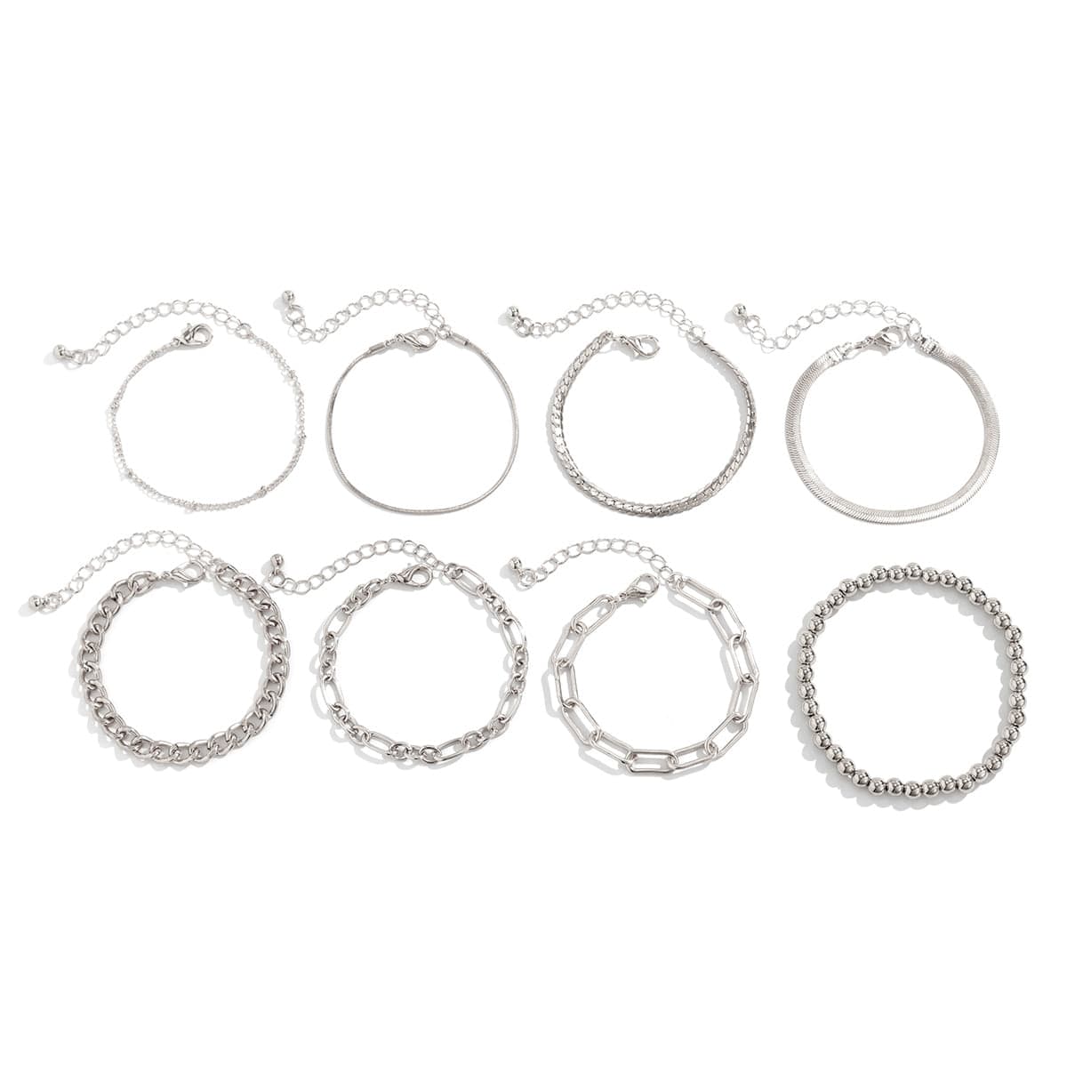 Boho 8 Pcs Gold Silver Plated Cable Chain Stackable Bracelet Set - ArtGalleryZen
