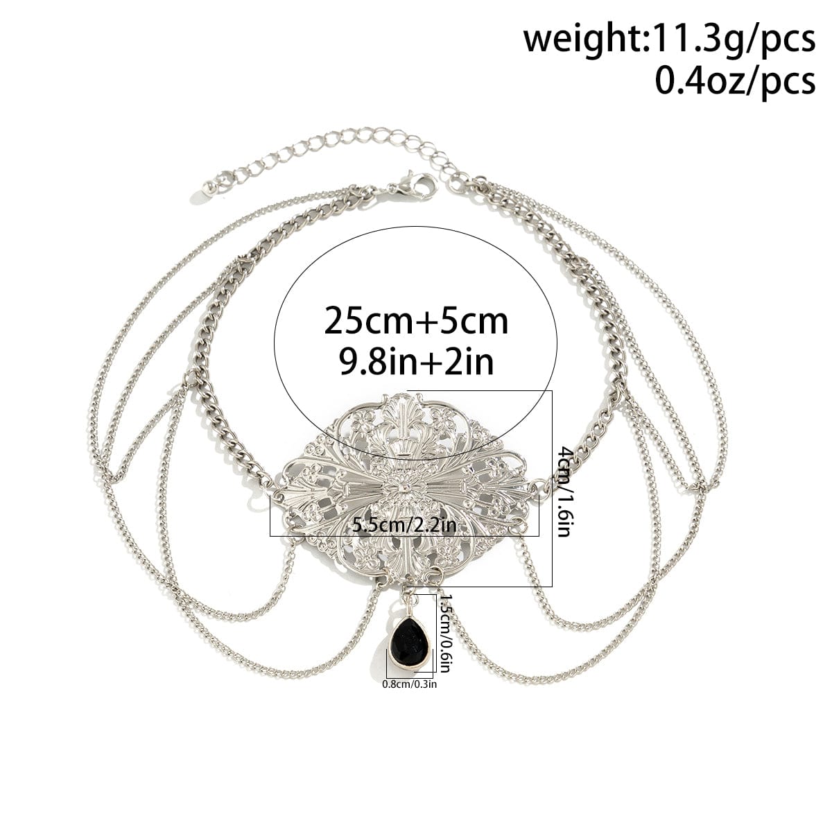 Boho Abstract Floral Cross Crystal Pendant Arm Chain - ArtGalleryZen