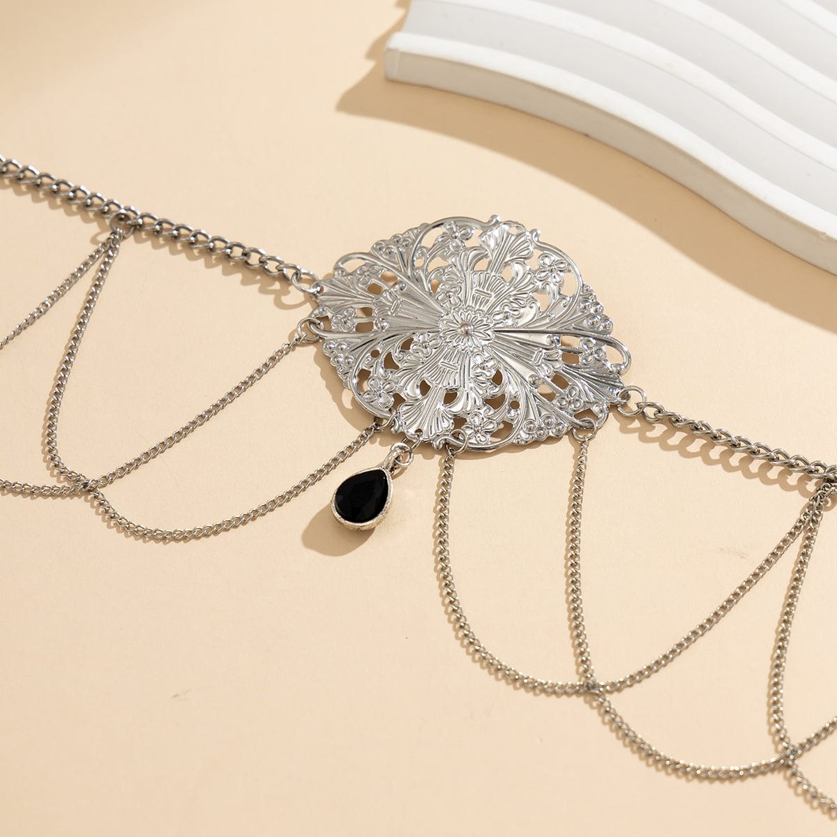 Boho Abstract Floral Cross Crystal Pendant Arm Chain - ArtGalleryZen