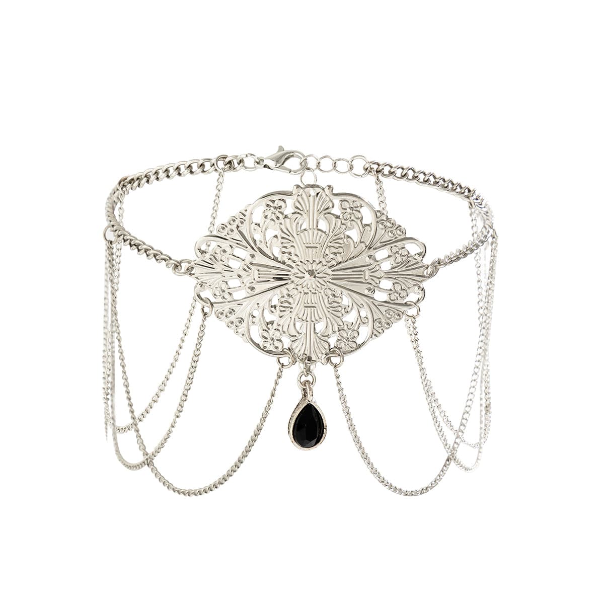 Boho Abstract Floral Cross Crystal Pendant Arm Chain - ArtGalleryZen