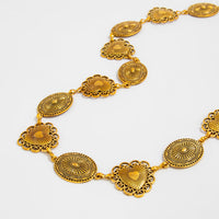 Thumbnail for Boho Antique Gold Tone Pattern Heart Oval Disk Waist Chain - ArtGalleryZen