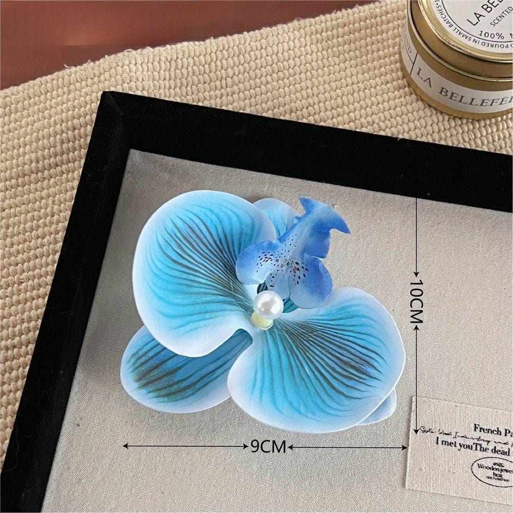 Boho Chic Butterfly Orchid Flower Pearl Hair Clip Hair Pin - ArtGalleryZen