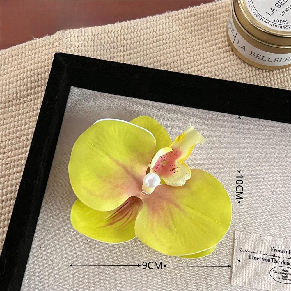 Boho Chic Butterfly Orchid Flower Pearl Hair Clip Hair Pin - ArtGalleryZen