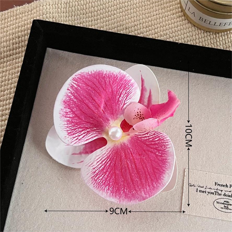 Boho Chic Butterfly Orchid Flower Pearl Hair Clip Hair Pin - ArtGalleryZen