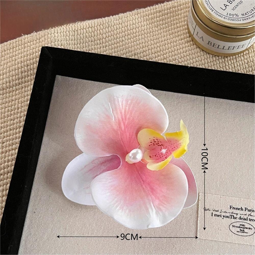Boho Chic Butterfly Orchid Flower Pearl Hair Clip Hair Pin - ArtGalleryZen