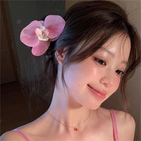 Thumbnail for Boho Chic Butterfly Orchid Flower Pearl Hair Clip Hair Pin - ArtGalleryZen