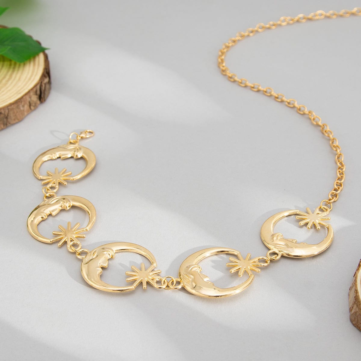 Boho Chunky Gold Silver Tone Sun Moon Waist Chain - ArtGalleryZen