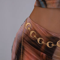Thumbnail for Boho Chunky Gold Silver Tone Sun Moon Waist Chain - ArtGalleryZen
