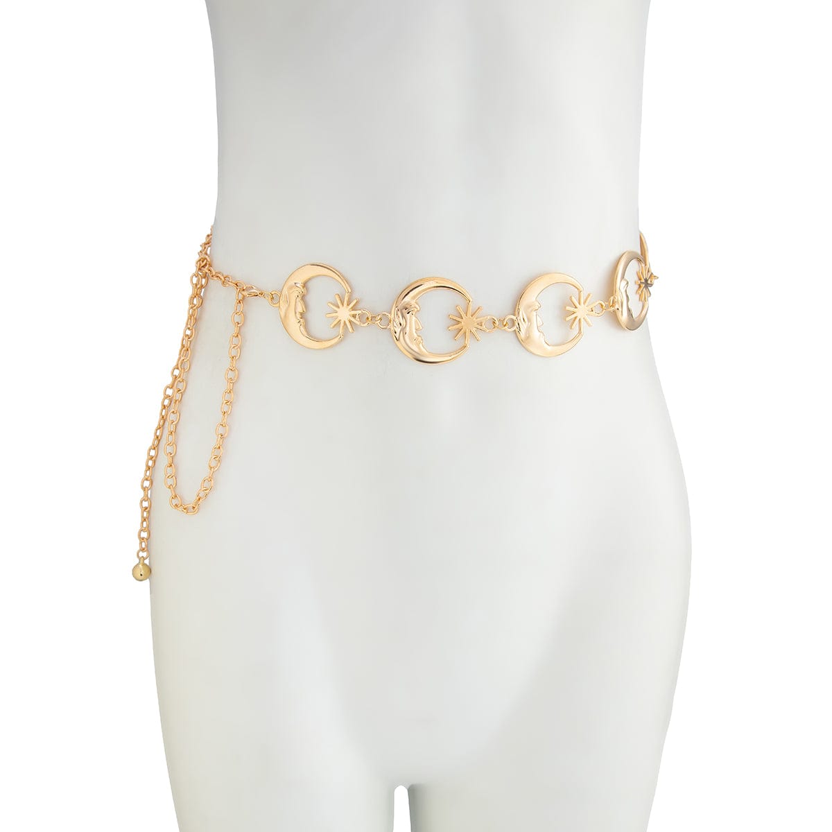 Boho Chunky Gold Silver Tone Sun Moon Waist Chain - ArtGalleryZen
