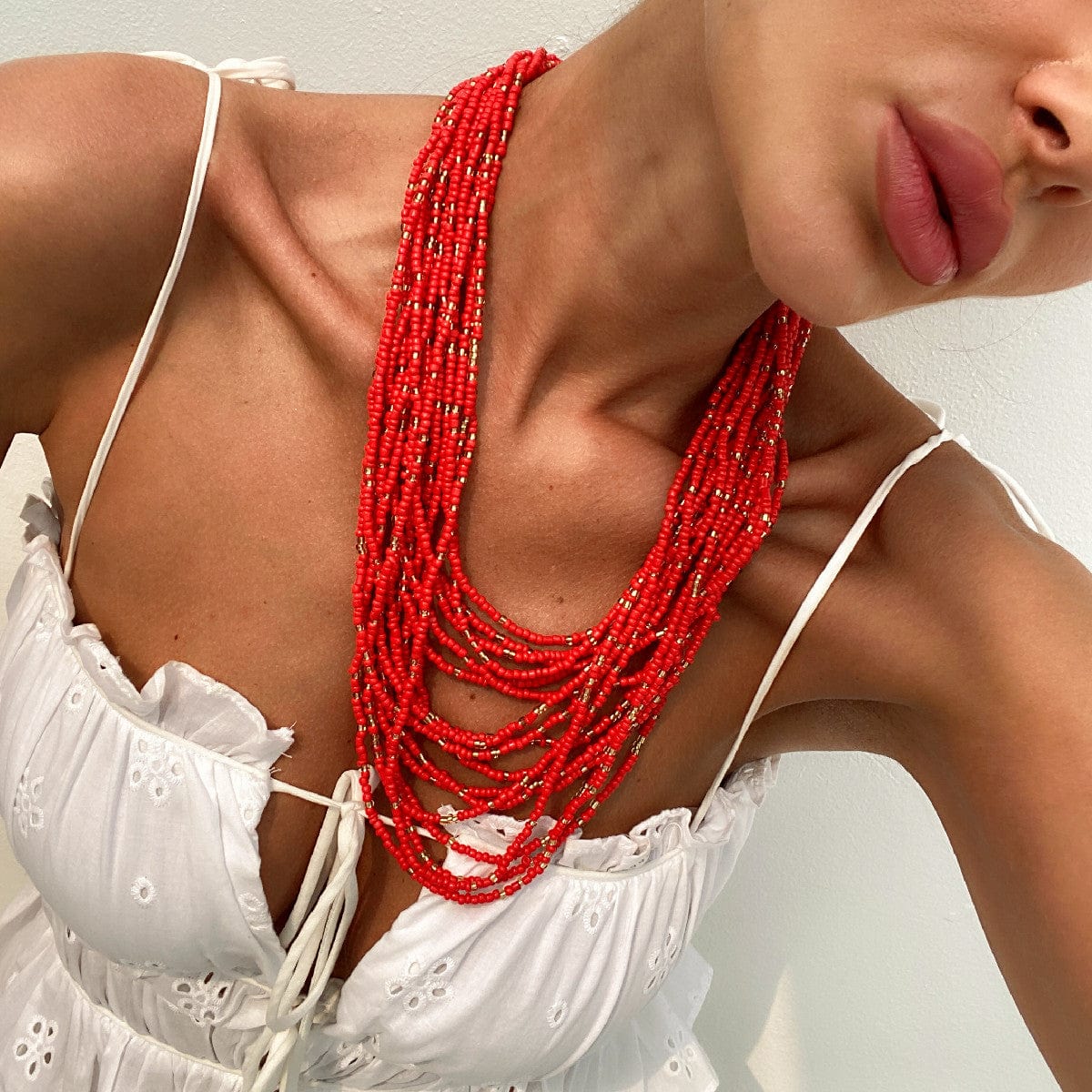 Boho Chunky Layered Seed Beaded Chain Necklace - ArtGalleryZen