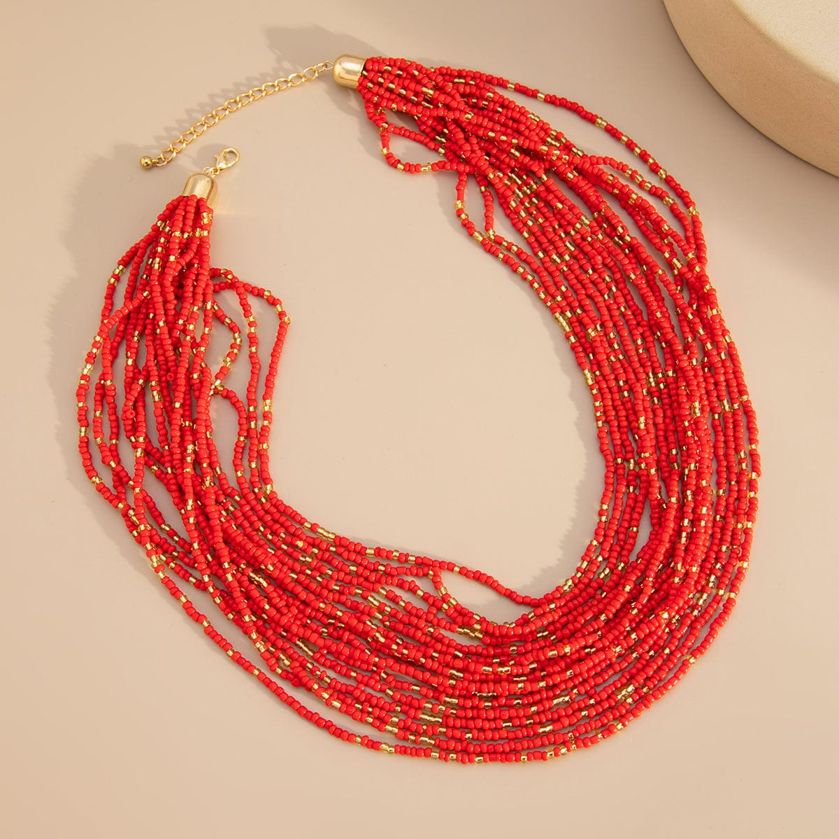 Boho Chunky Layered Seed Beaded Chain Necklace - ArtGalleryZen