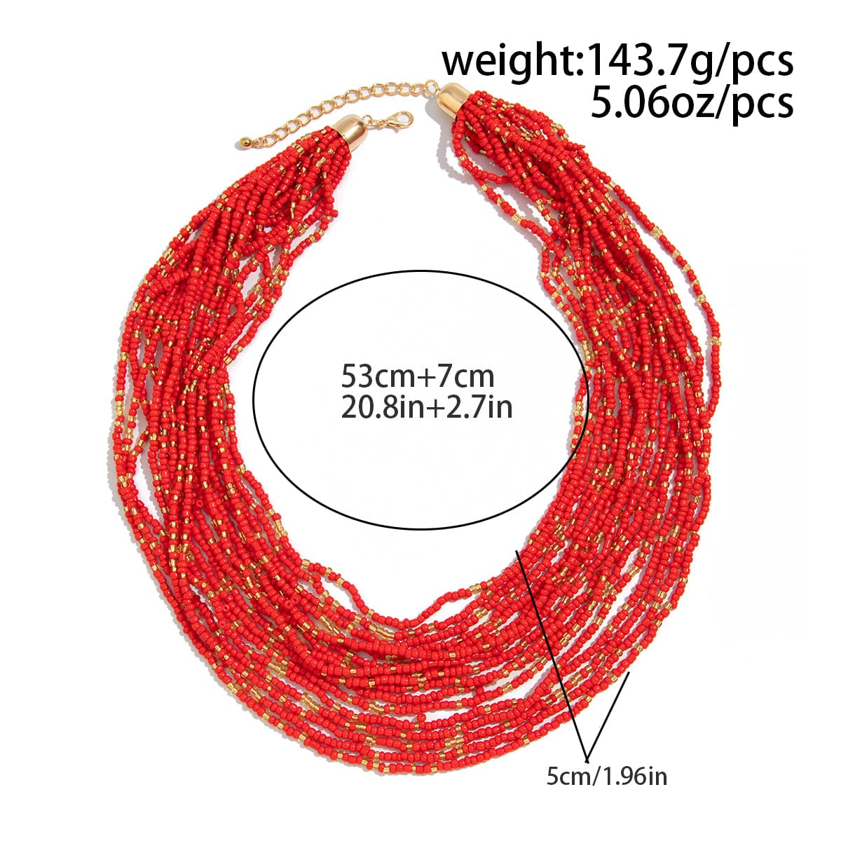 Boho Chunky Layered Seed Beaded Chain Necklace - ArtGalleryZen