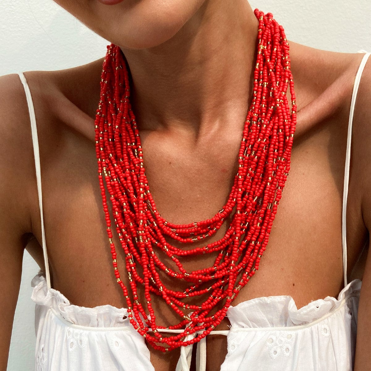Boho Chunky Layered Seed Beaded Chain Necklace - ArtGalleryZen