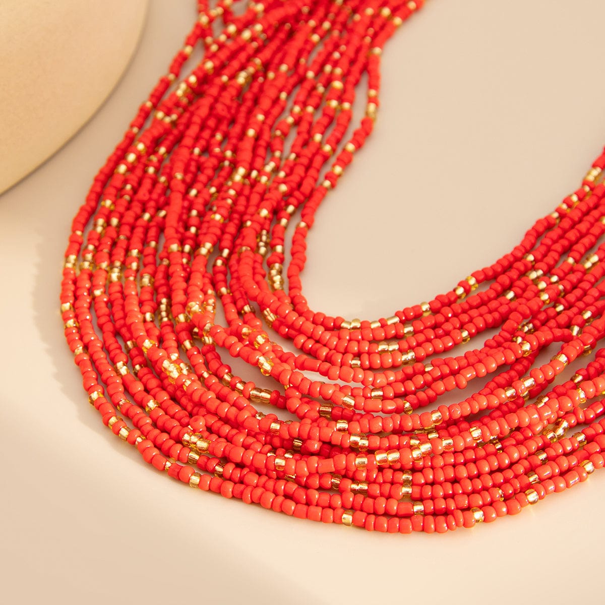 Boho Chunky Layered Seed Beaded Chain Necklace - ArtGalleryZen