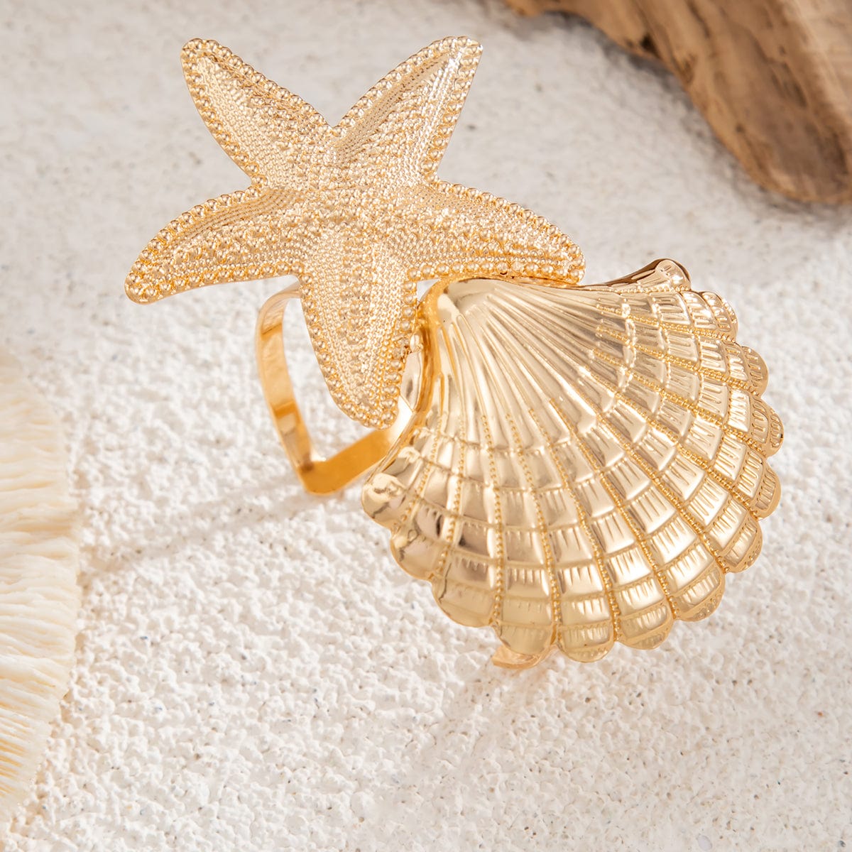Boho Chunky Shell Starfish Arm Cuff - ArtGalleryZen