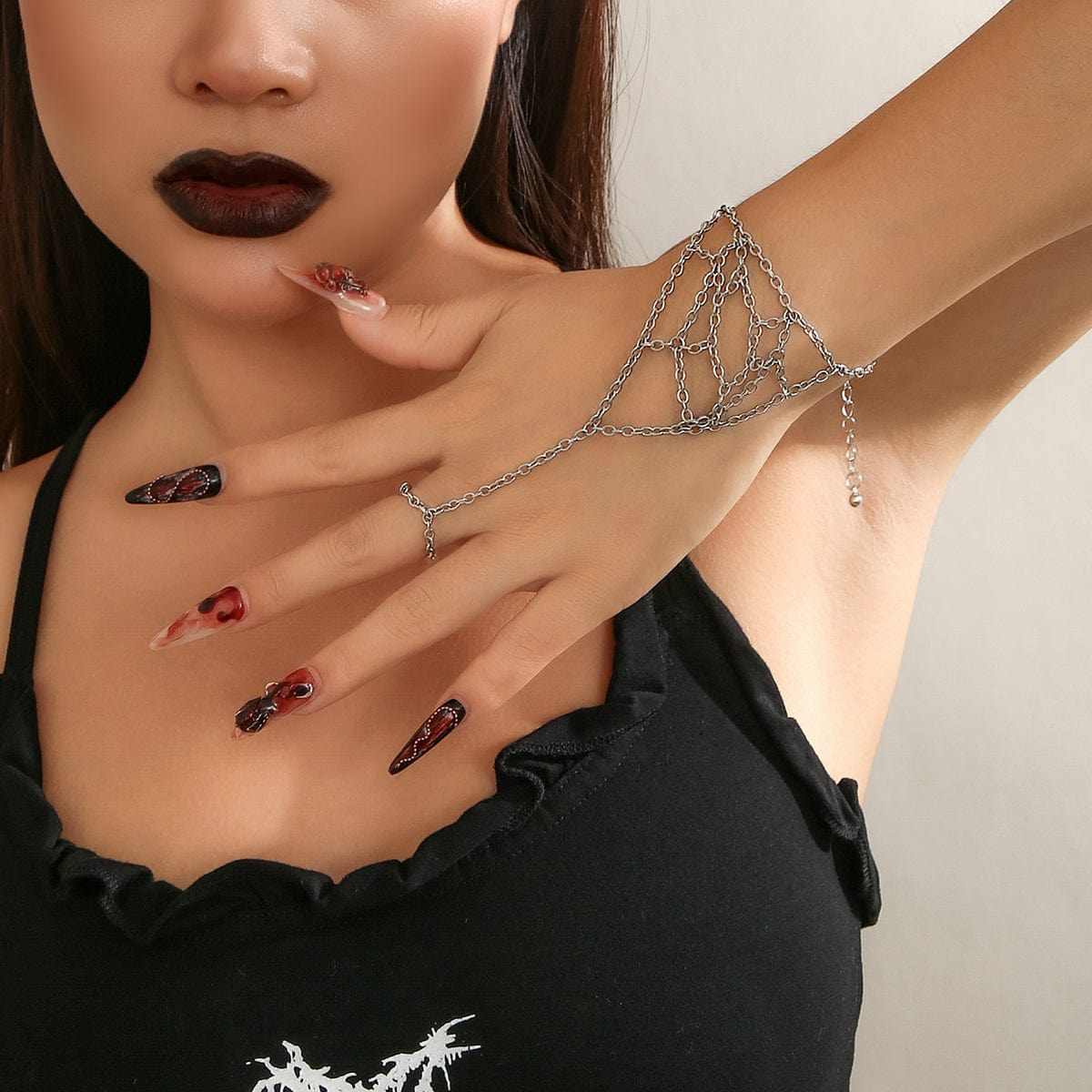Boho Cobweb Finger Ring Chain Bracelet - ArtGalleryZen
