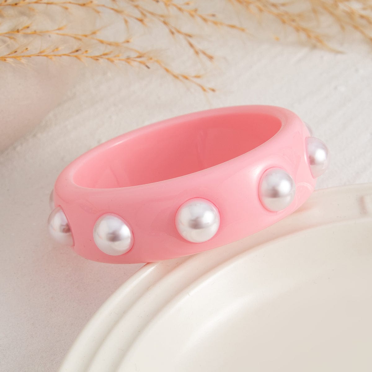 Boho Colorful Pearl Resin Bangle Bracelet - ArtGalleryZen
