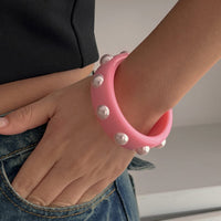 Thumbnail for Boho Colorful Pearl Resin Bangle Bracelet - ArtGalleryZen