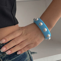 Thumbnail for Boho Colorful Pearl Resin Bangle Bracelet - ArtGalleryZen