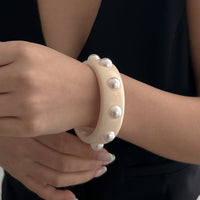 Thumbnail for Boho Colorful Pearl Resin Bangle Bracelet - ArtGalleryZen