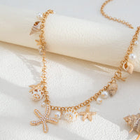 Thumbnail for Boho Conch Starfish Pearl Charm Waist Chain - ArtGalleryZen