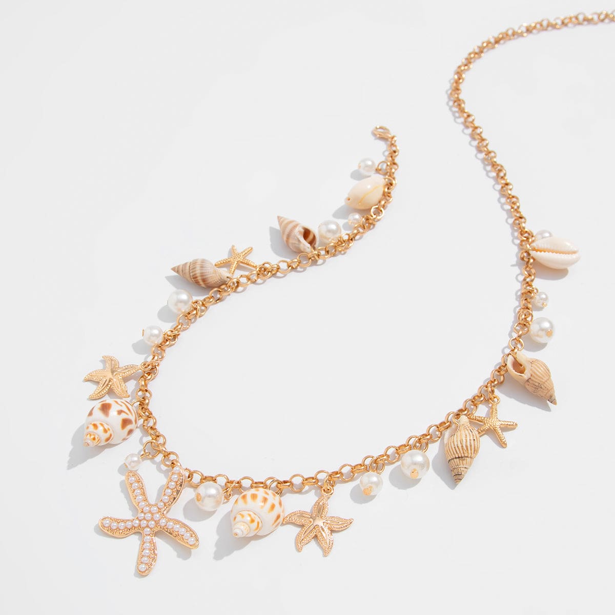 Boho Conch Starfish Pearl Charm Waist Chain - ArtGalleryZen