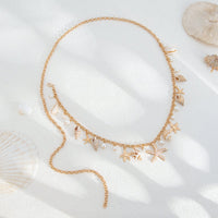 Thumbnail for Boho Conch Starfish Pearl Charm Waist Chain - ArtGalleryZen