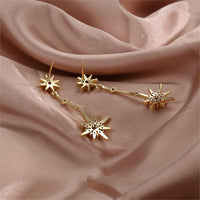 Thumbnail for Boho CZ Inlaid Polar Star Dangle Earrings - ArtGalleryZen