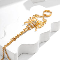 Thumbnail for Boho CZ Inlaid Scorpion Finger Ring Chain Bracelet - ArtGalleryZen