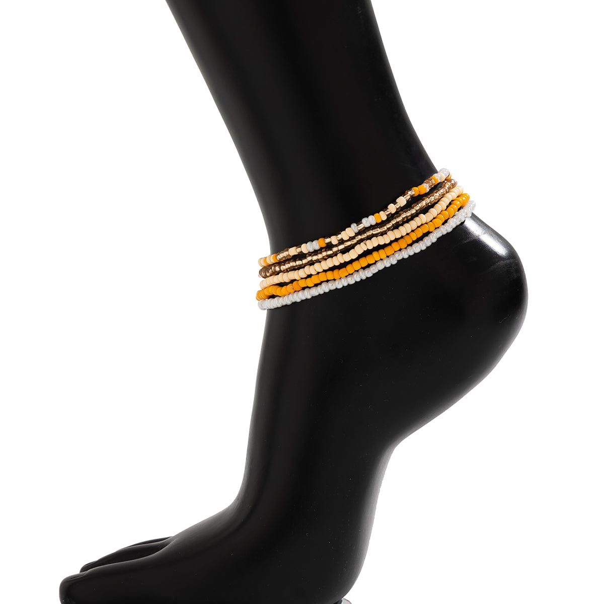 Boho Dainty Layered Crystal Seed Beaded Anklet Set - ArtGalleryZen