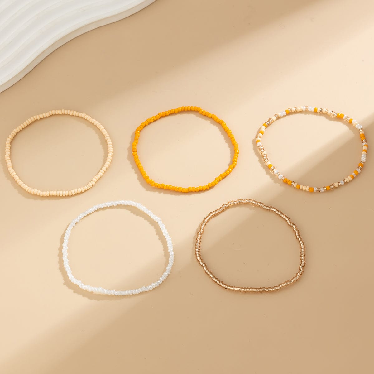 Boho Dainty Layered Crystal Seed Beaded Anklet Set - ArtGalleryZen