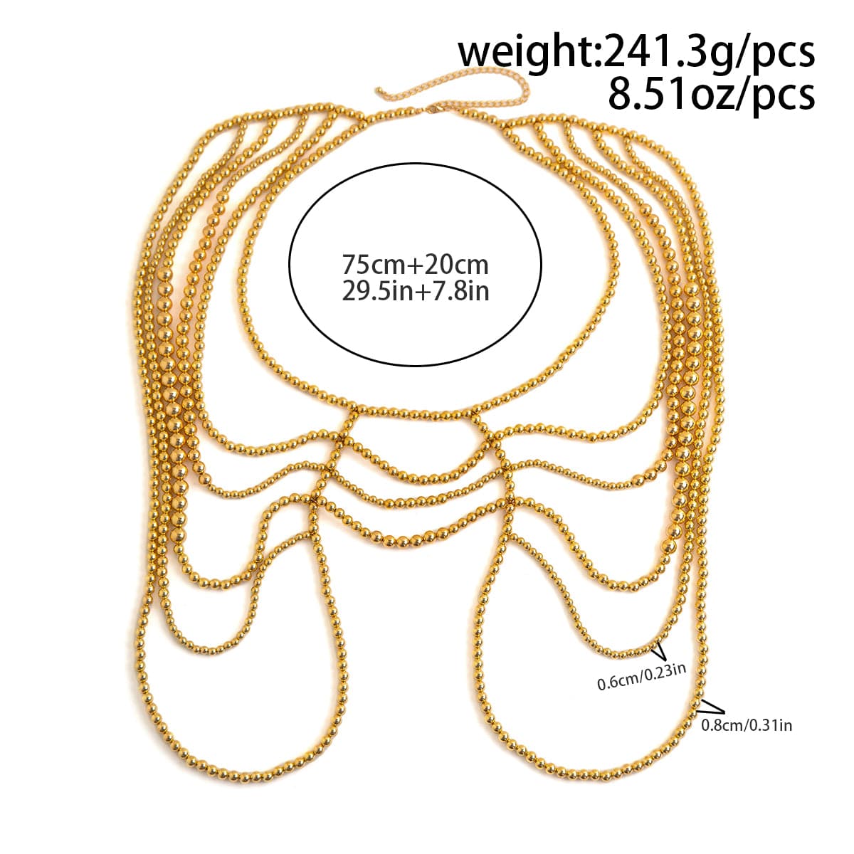 Boho Dainty Layered Gold Silver Tone Pearl Waist Chain Body Chain - ArtGalleryZen