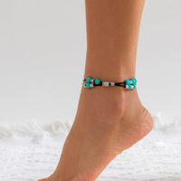 Thumbnail for Boho Faux Leather Turquoise Anklet - ArtGalleryZen