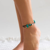 Thumbnail for Boho Faux Leather Turquoise Anklet - ArtGalleryZen