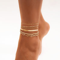 Thumbnail for Boho Gold Plated Cable Chain Stackable Anklet Set - ArtGalleryZen