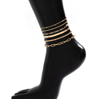 Thumbnail for Boho Gold Plated Cable Chain Stackable Anklet Set - ArtGalleryZen