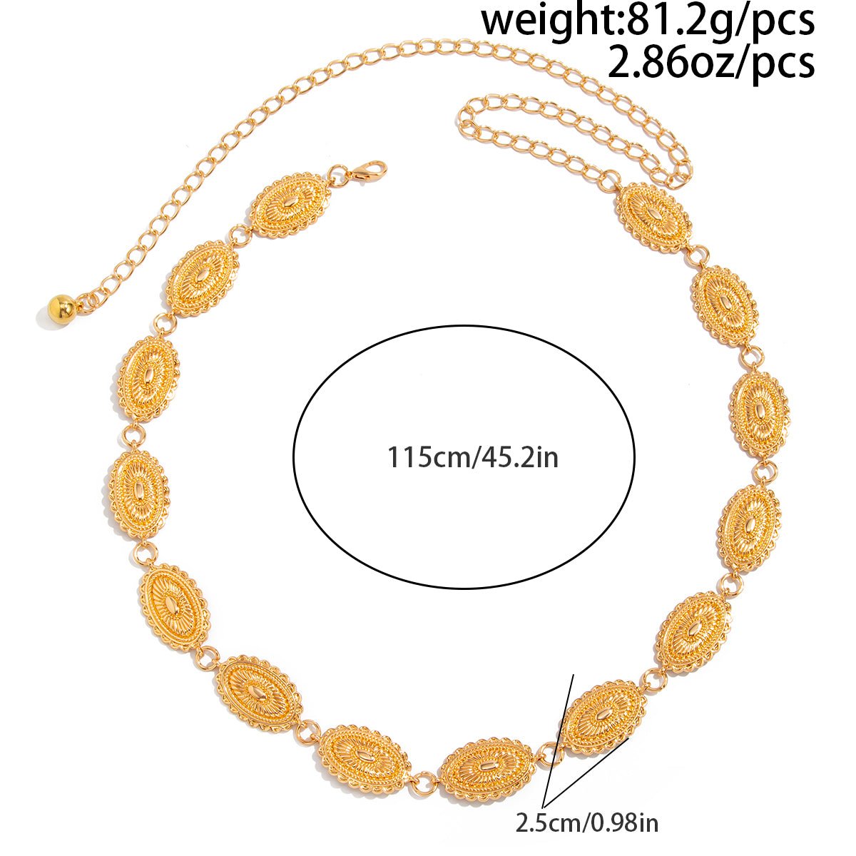 Boho Gold Silver Plated Floral Oval Disk Waist Chain - ArtGalleryZen