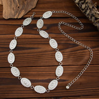 Thumbnail for Boho Gold Silver Plated Floral Oval Disk Waist Chain - ArtGalleryZen