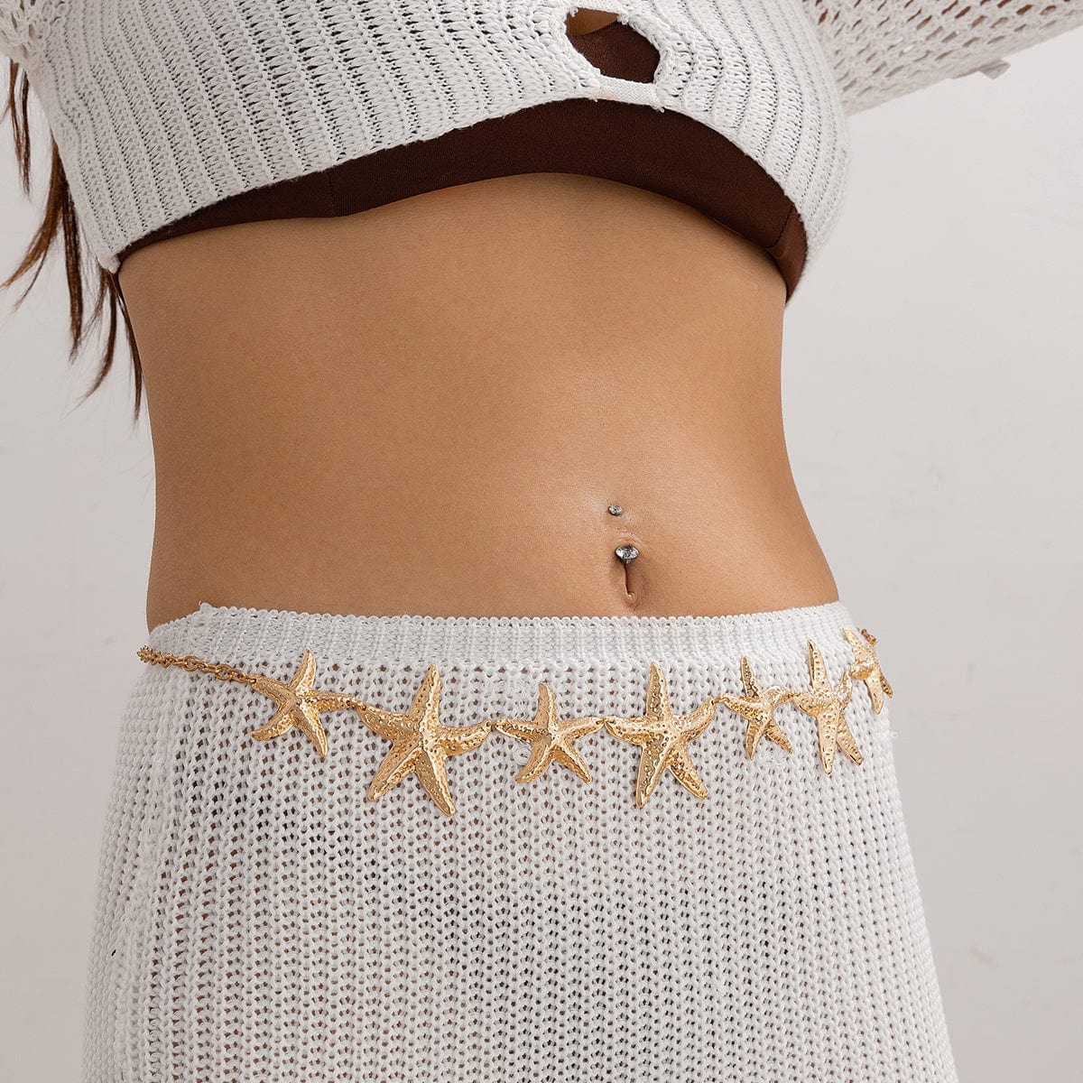 Boho Gold Silver Plated Starfish Waist Chain - ArtGalleryZen