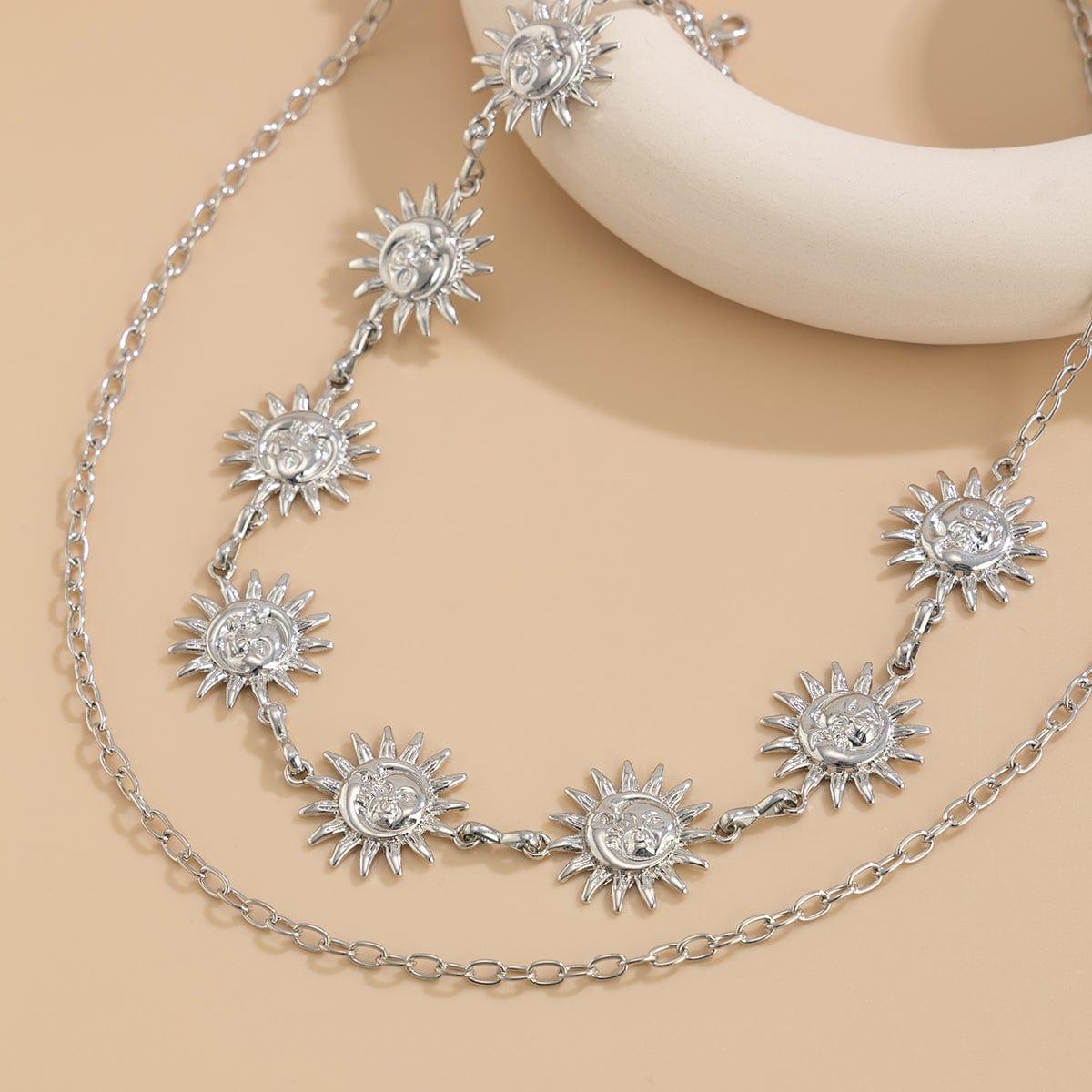 Boho Gold Silver Plated Sun Moon Waist Chain - ArtGalleryZen