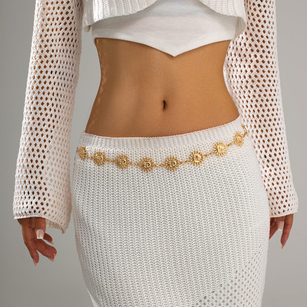 Boho Gold Silver Plated Sun Moon Waist Chain - ArtGalleryZen