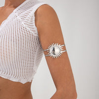 Thumbnail for Boho Gold Silver Tone Sun Arm Cuff - ArtGalleryZen