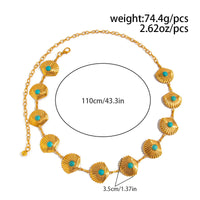 Thumbnail for Boho Gold Tone Turquoise Inlaid Shell Waist Chain - ArtGalleryZen