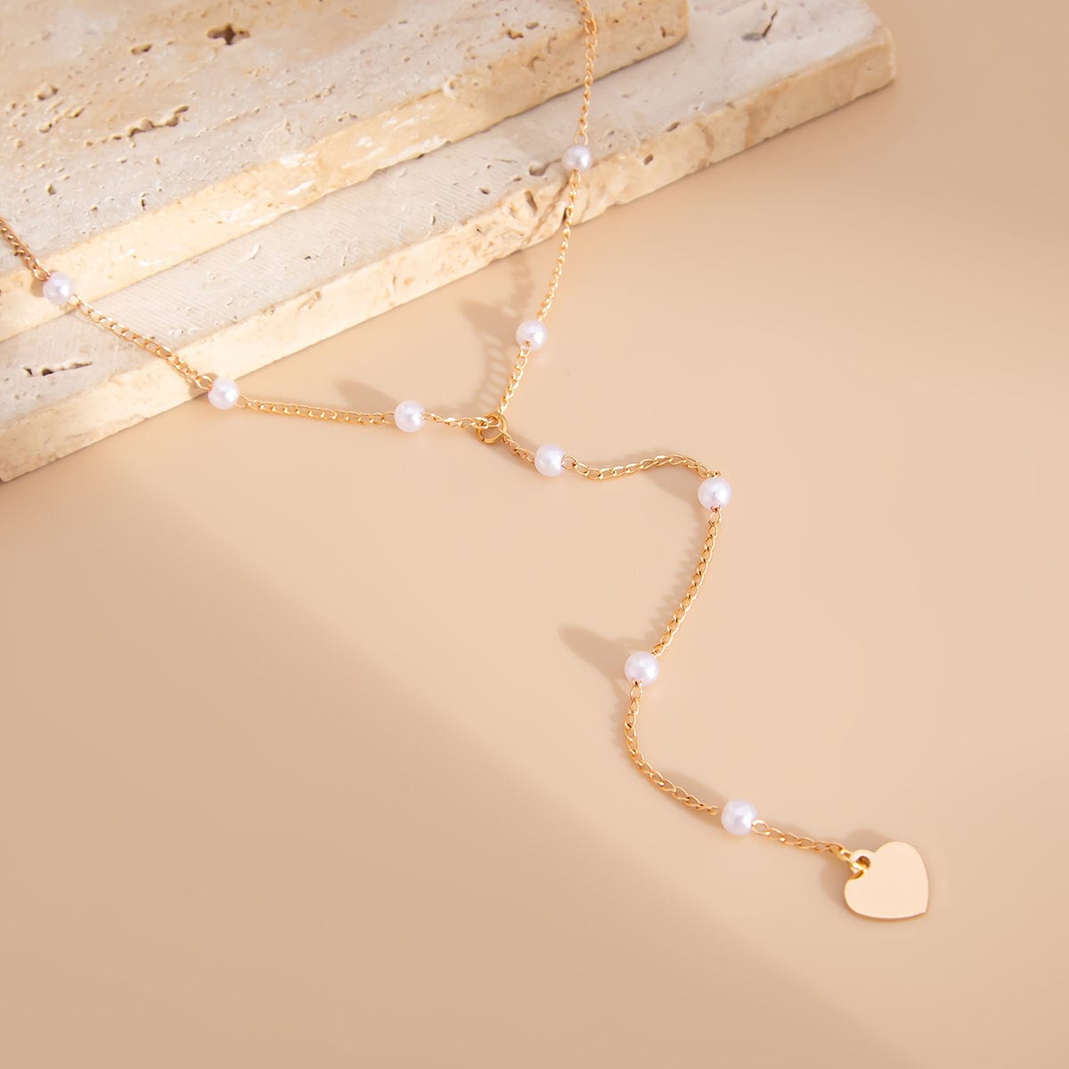 Boho Heart Charm Pearl Waist Chain - ArtGalleryZen