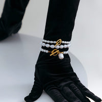 Thumbnail for Boho Heart Shaped Toggle Clasp Stackable Pearl Chain Bracelet Set - ArtGalleryZen