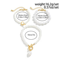 Thumbnail for Boho Heart Shaped Toggle Clasp Stackable Pearl Chain Bracelet Set - ArtGalleryZen