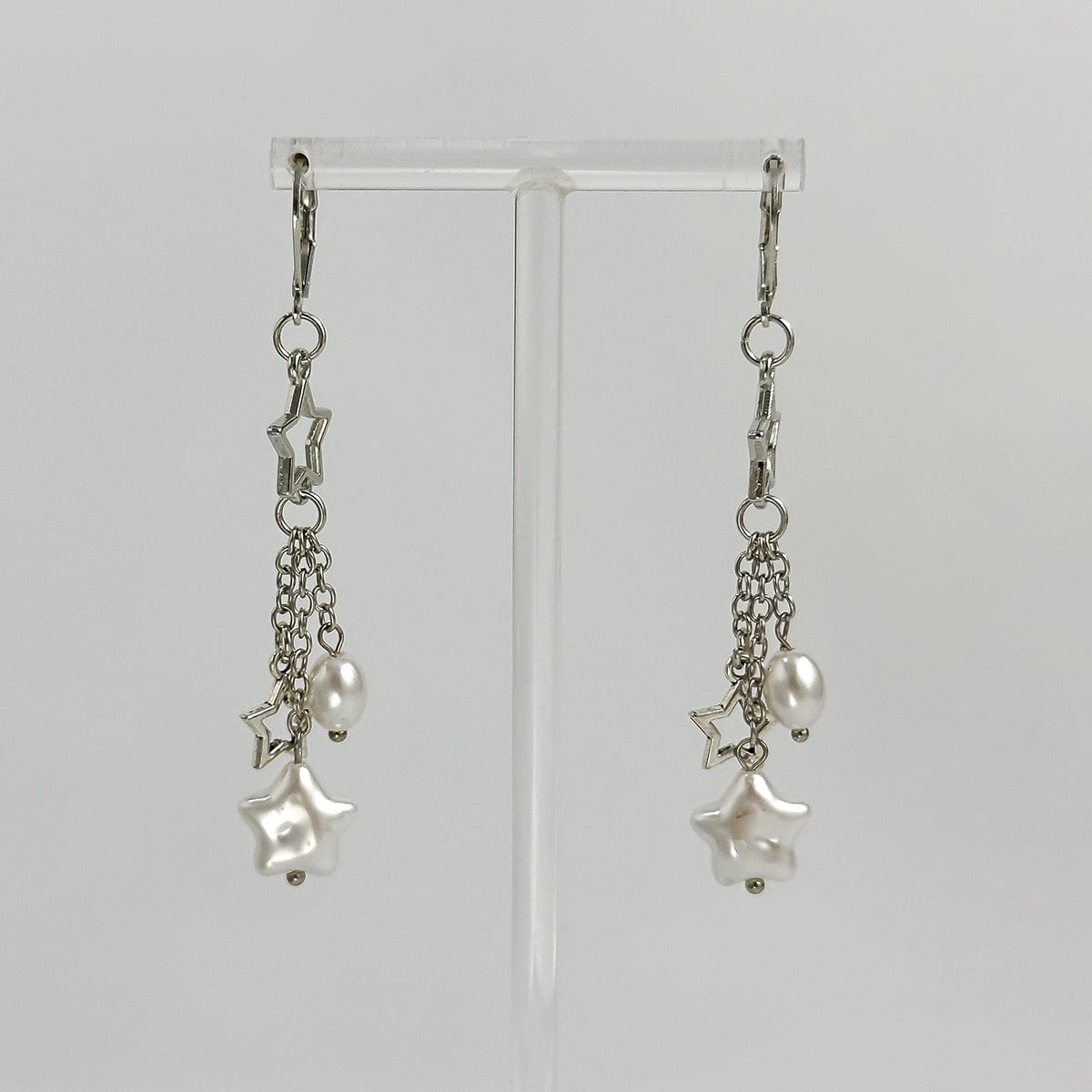 Boho Hollow Star Pearl Tassel Earrings - ArtGalleryZen