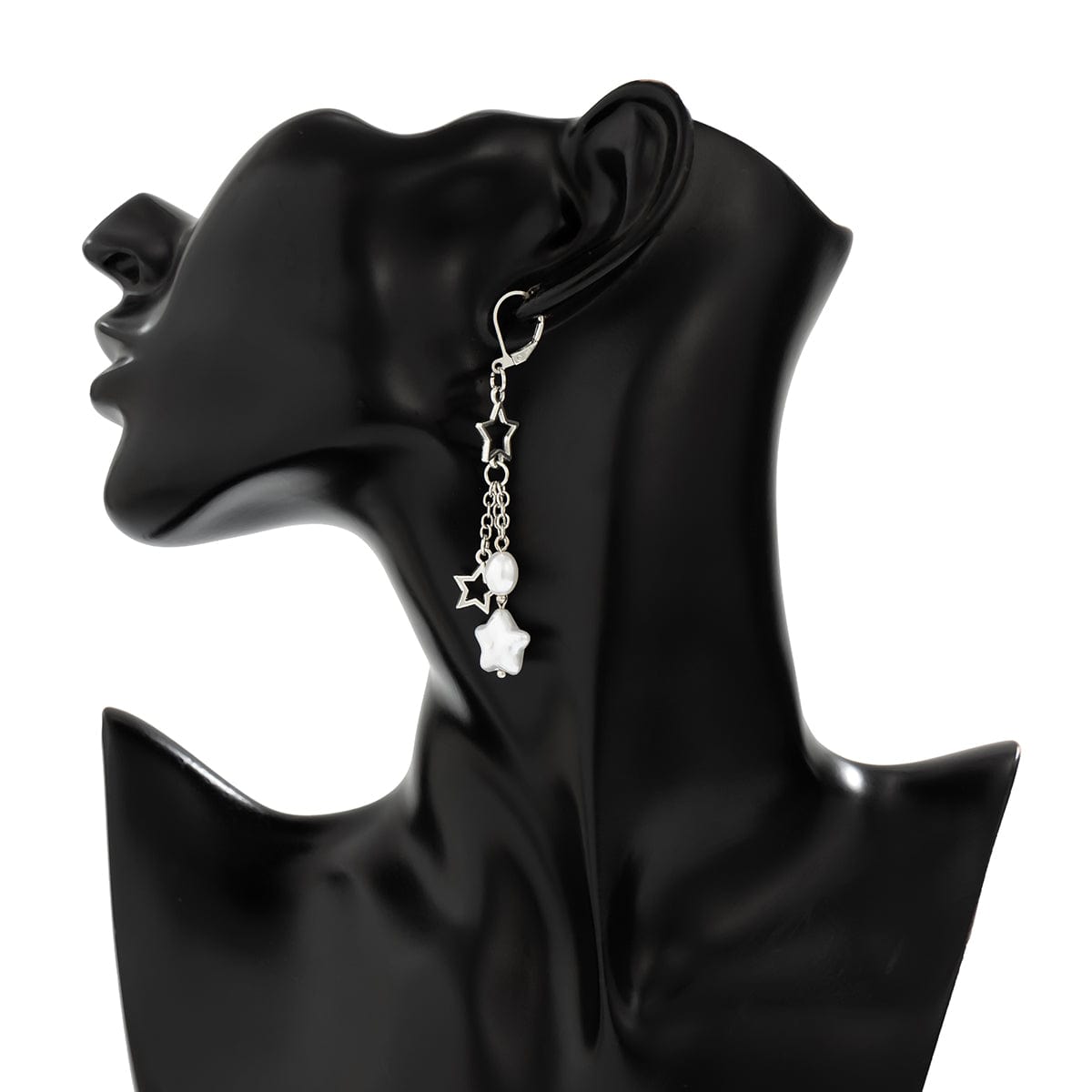 Boho Hollow Star Pearl Tassel Earrings - ArtGalleryZen