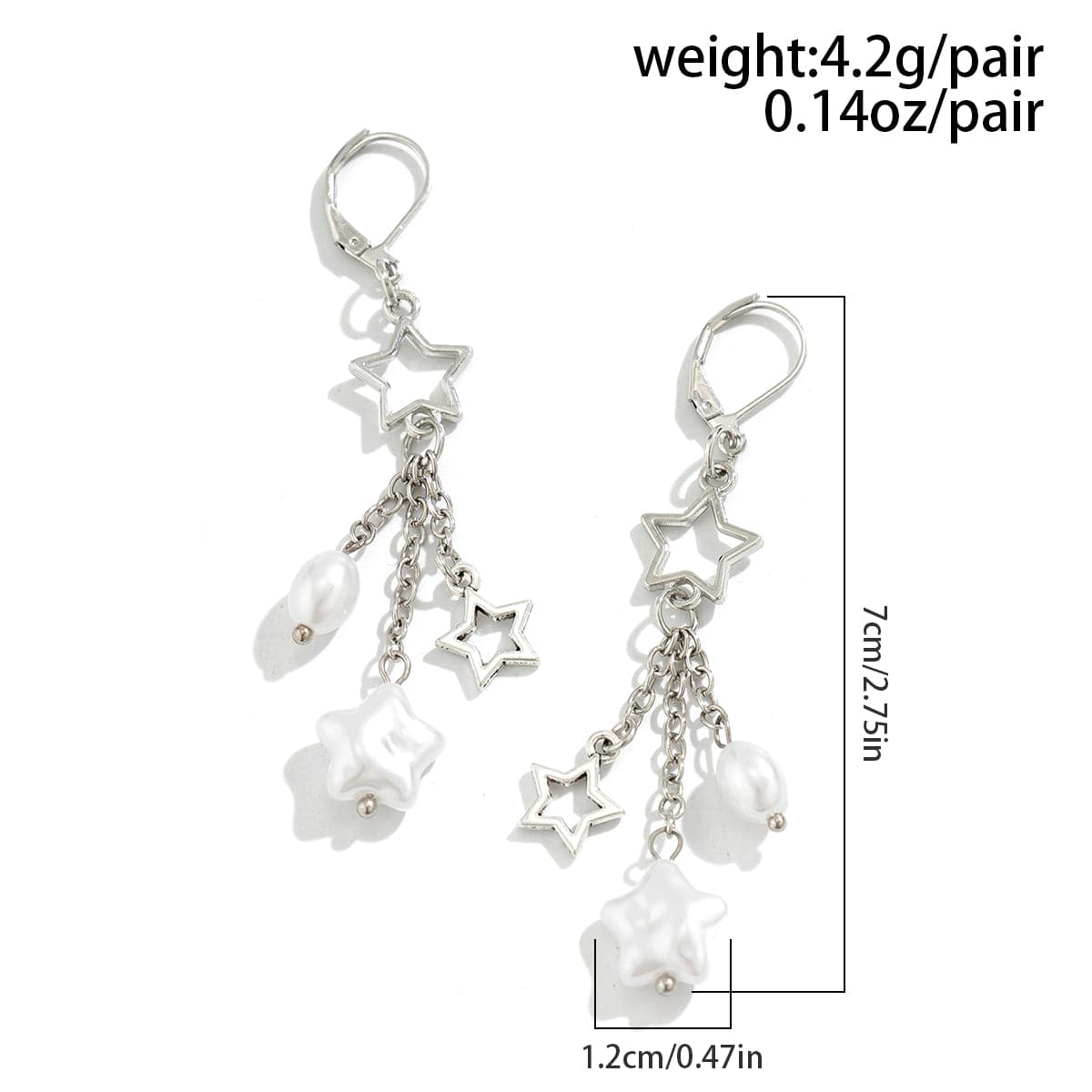 Boho Hollow Star Pearl Tassel Earrings - ArtGalleryZen
