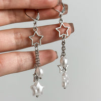 Thumbnail for Boho Hollow Star Pearl Tassel Earrings - ArtGalleryZen